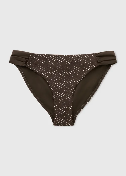 Chocolate Brown Polka Dot Ruched Side Bikini Bottoms - 8 Image 3