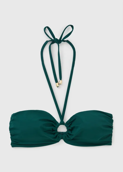 Teal Halter Neck Bandeau Bikini Top - 6 Image 3