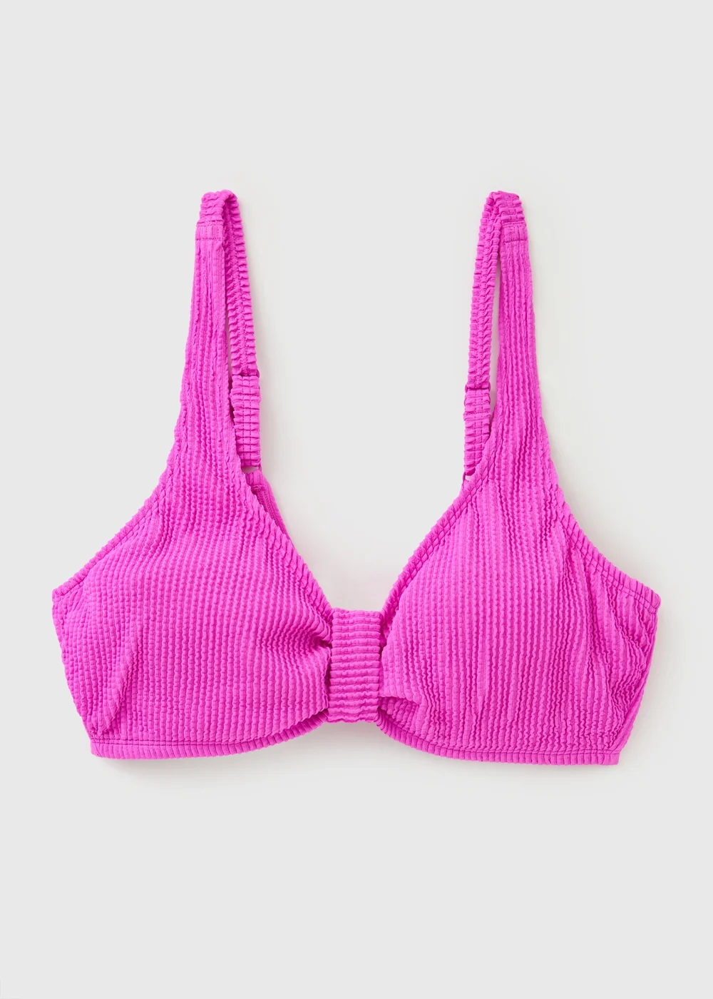 DD+ Magenta Crinkle Textured Plunge Bikini Top - 32DD Image 1