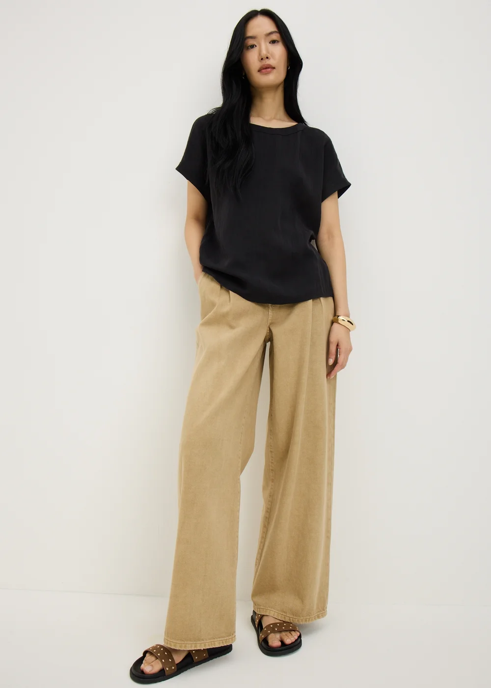 Black Textured Box Top Blouse - 28 Image 1