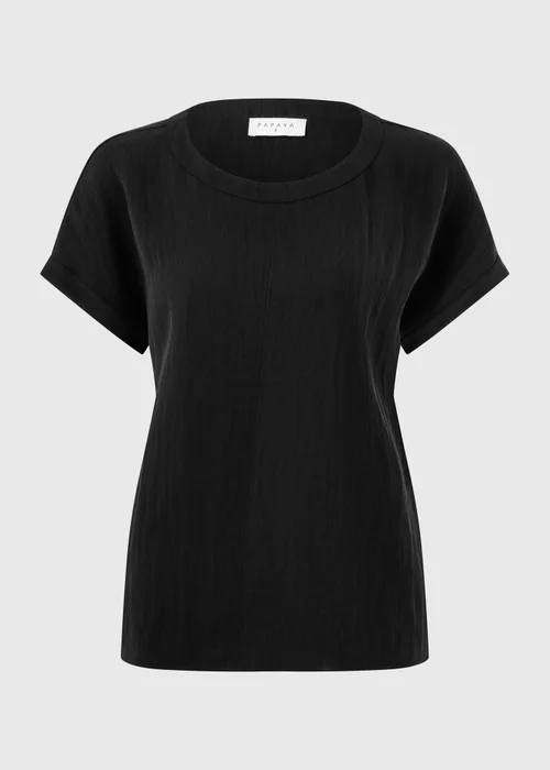 Black Textured Box Top Blouse - 28 Image 4
