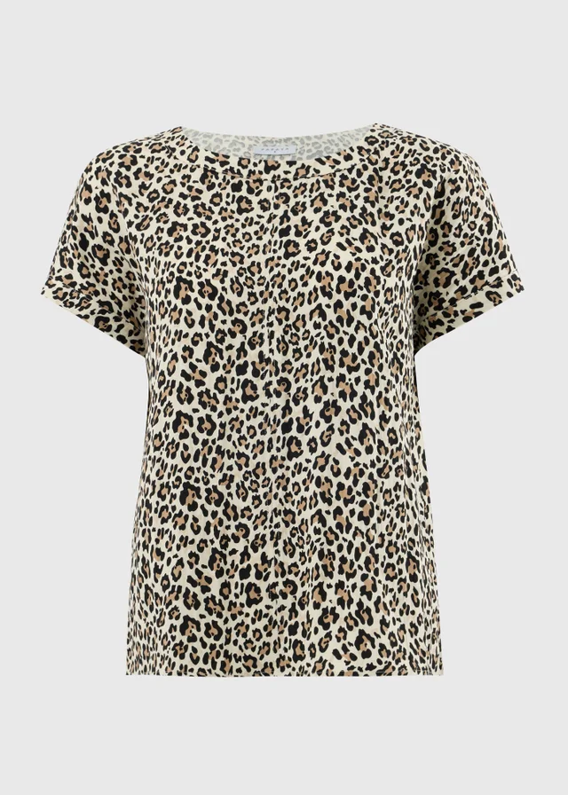 Brown Leopard Print Textured Box Top Blouse