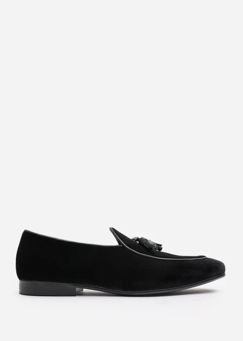 Where's That From Finley Black Velvet Tassel Loafer Dress Shoes - 10 Image 1