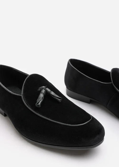 Where's That From Finley Black Velvet Tassel Loafer Dress Shoes - 10 Image 5