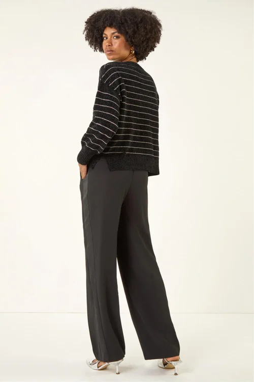 Roman Black Fluffy Stripe Knit Jumper - 14 Image 4