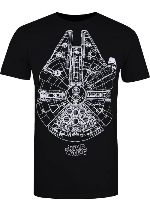 Star Wars Black Millennium Falcon T-Shirt - 2XL Image 3
