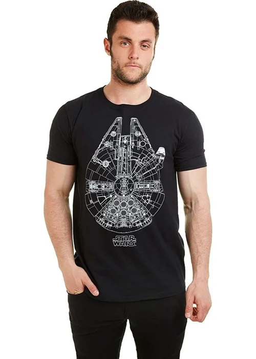 Star Wars Black Millennium Falcon T-Shirt - 2XL Image 1