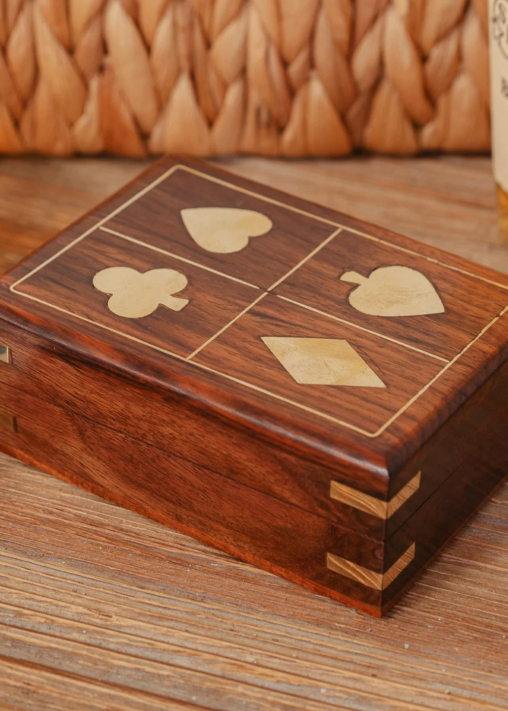 Harvey Makin Pack of Playing Cards In Brown Wooden Box - One Size Image 6