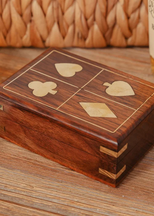 Harvey Makin Pack of Playing Cards In Brown Wooden Box - One Size Image 6