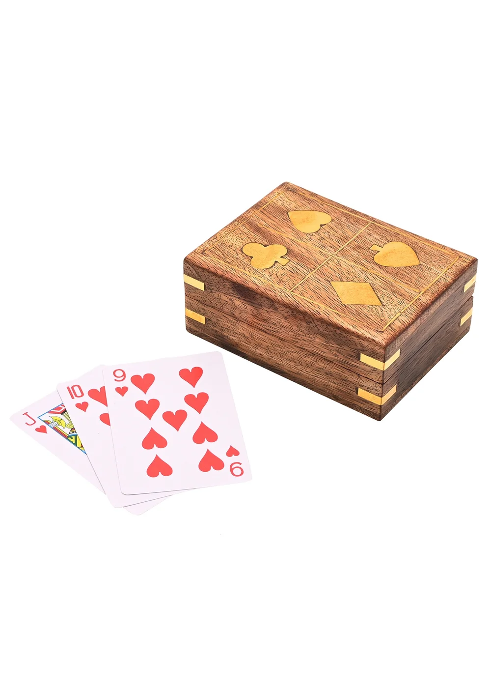 Harvey Makin Pack of Playing Cards In Brown Wooden Box - One Size Image 1