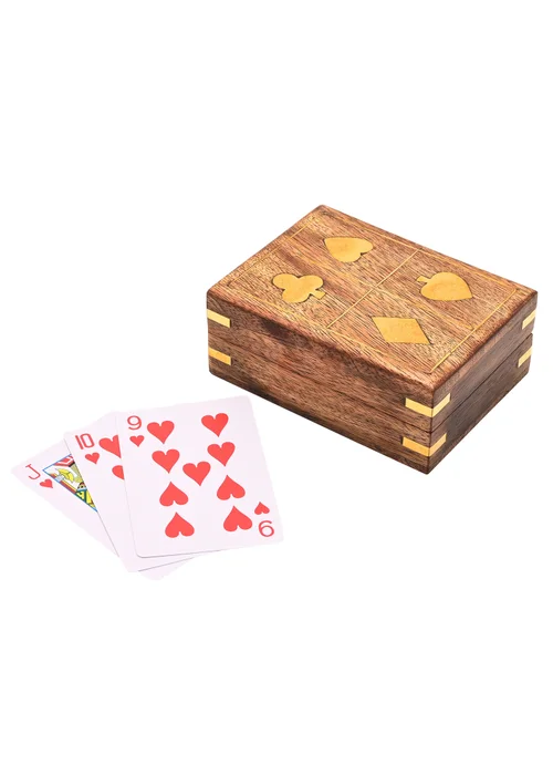 Harvey Makin Pack of Playing Cards In Brown Wooden Box - One Size Image 1
