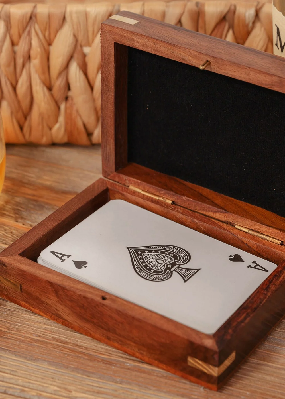 Harvey Makin Pack of Playing Cards In Brown Wooden Box - One Size Image 2