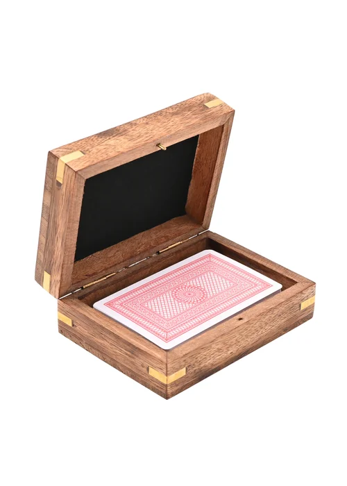Harvey Makin Pack of Playing Cards In Brown Wooden Box - One Size Image 3