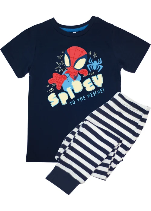 Ada & Ted Marvel Spidey To The Rescue Boys Navy Graphic Pyjamas (3-8 Years) - 5-6 Yrs Image 1