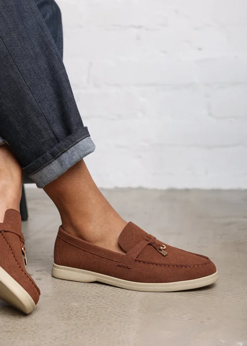 Where's That From Pegasus Brown Slip-On Loafers With Accessory Trim - 7 Image 5