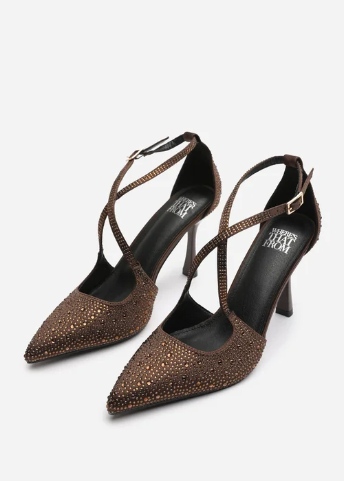 Where's That From Brown Kaitlyn Strappy Pointed Toe High Heels - 6 Image 3