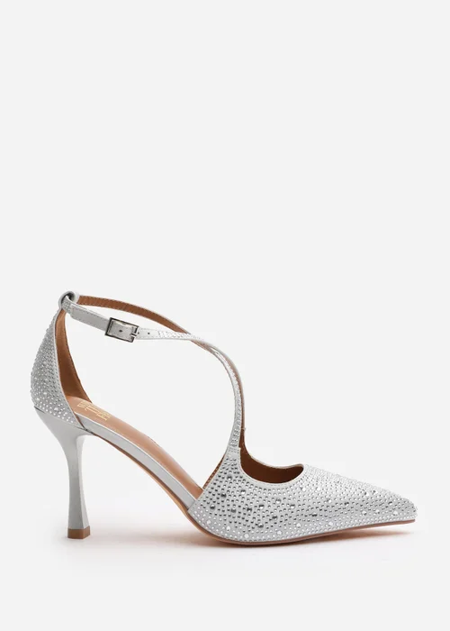 Where's That From Silver Kaitlyn Strappy Pointed Toe High Heels - 6 Image 1