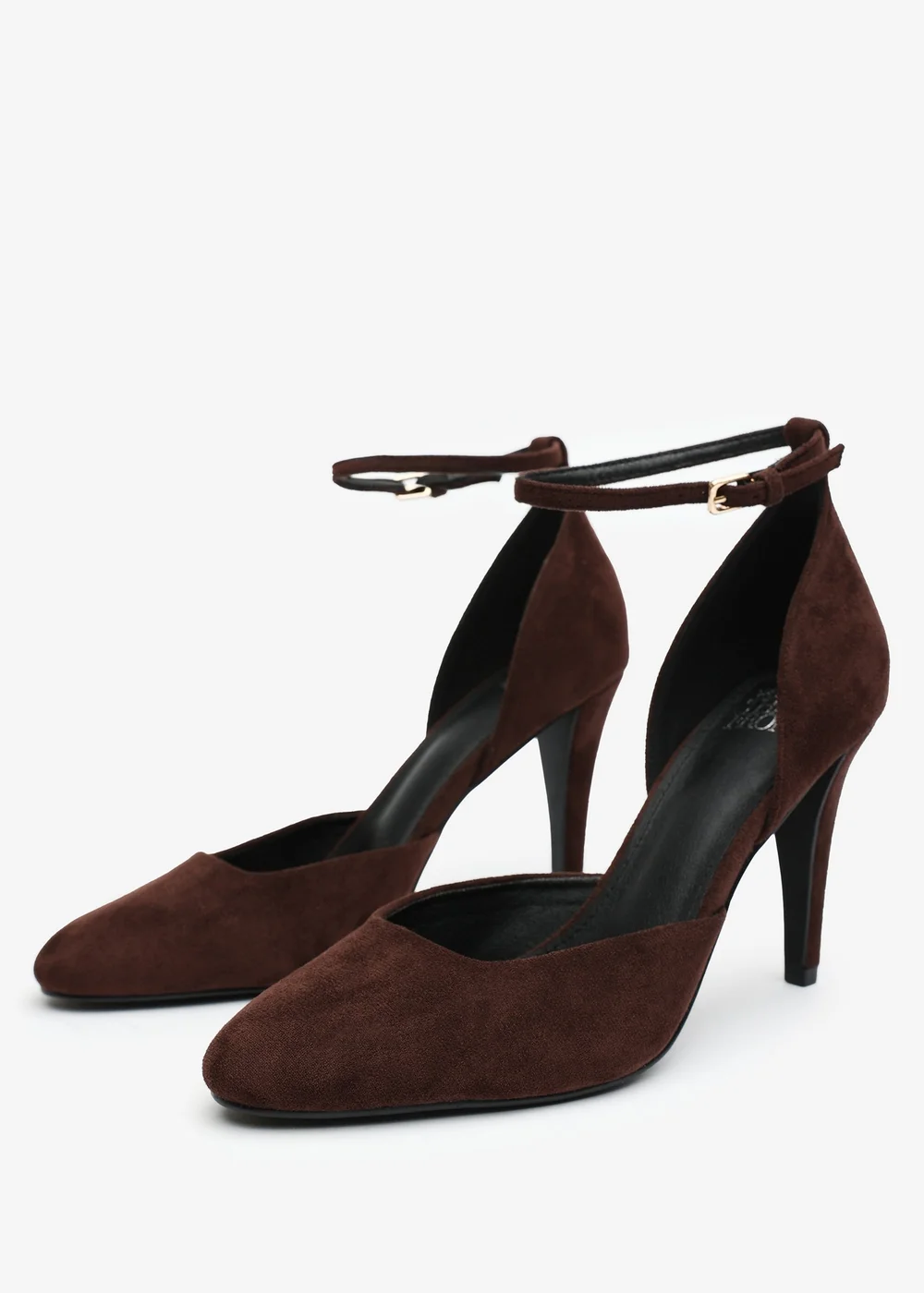 Where's That From Piper Dark Brown Faux Suede Ankle Strap Heels - 4 Image 3