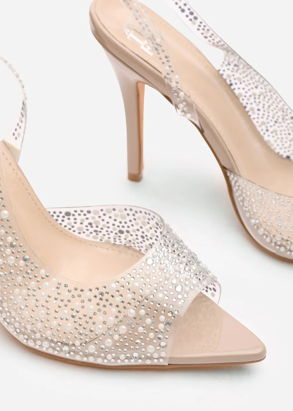 Where's That From Carlah Crystal Embellished Heeled Sandals In Nude - 7 Image 5