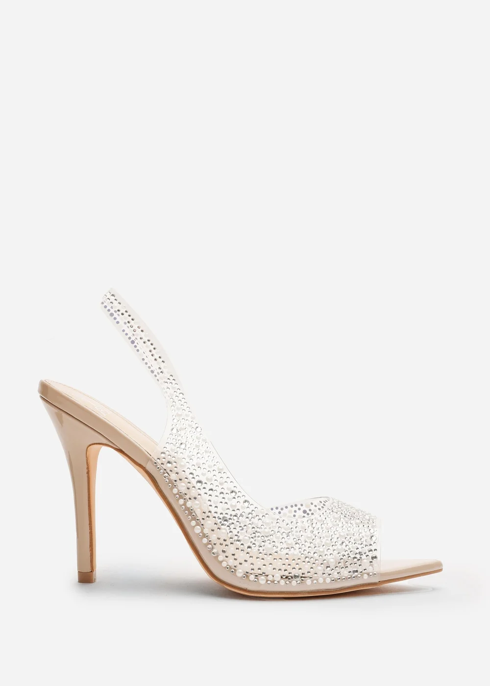 Where's That From Carlah Crystal Embellished Heeled Sandals In Nude - 7 Image 1