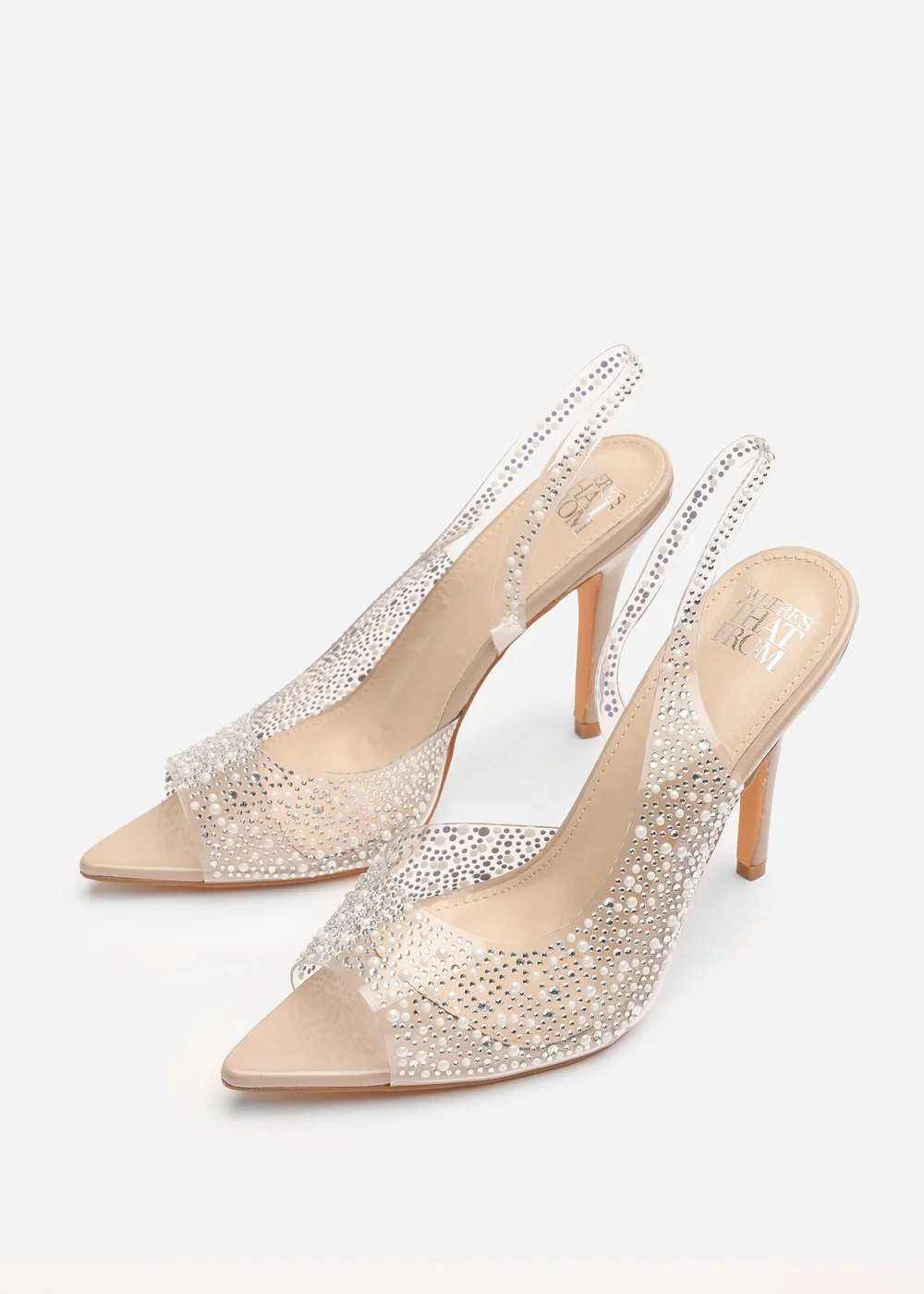 Where's That From Carlah Crystal Embellished Heeled Sandals In Nude - 7 Image 4