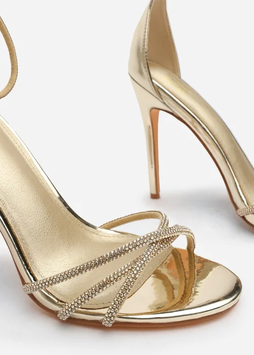 Where's That From Rose Gold Metallic Stiletto Heels With Rhinestone Strap - 4 Image 4