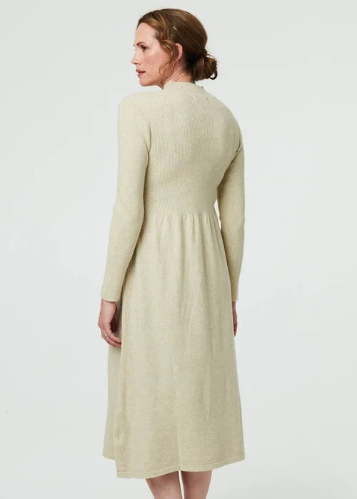 Izabel London Beige Textured High Neck Midi Jumper Dress - 8 Image 2