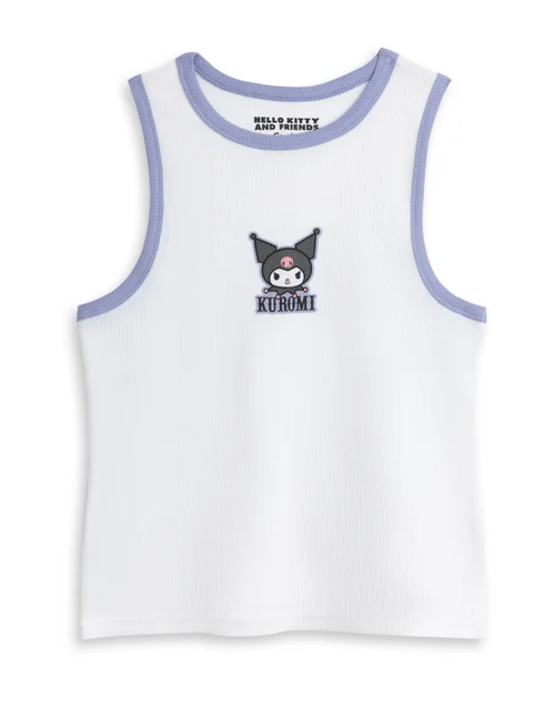 Vanilla Underground Hello Kitty Kuromi Adults Vest & Shorts Purple PJs - Medium Image 3