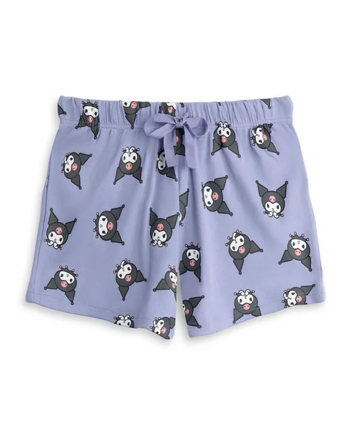Vanilla Underground Hello Kitty Kuromi Adults Vest & Shorts Purple PJs - Medium Image 4