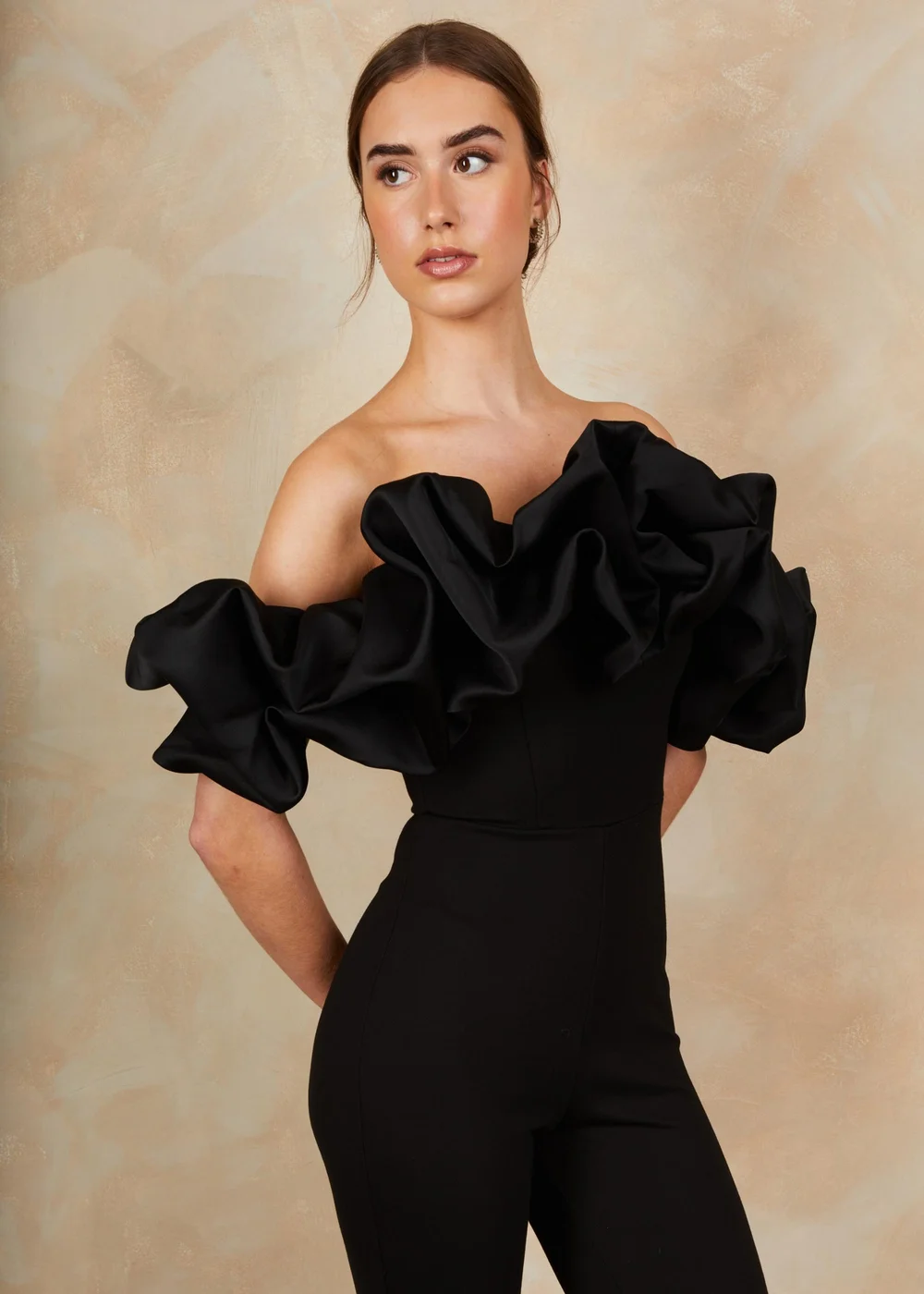 Chi Chi London Black Ruffle Bardot Jumpsuit - 6 Image 2