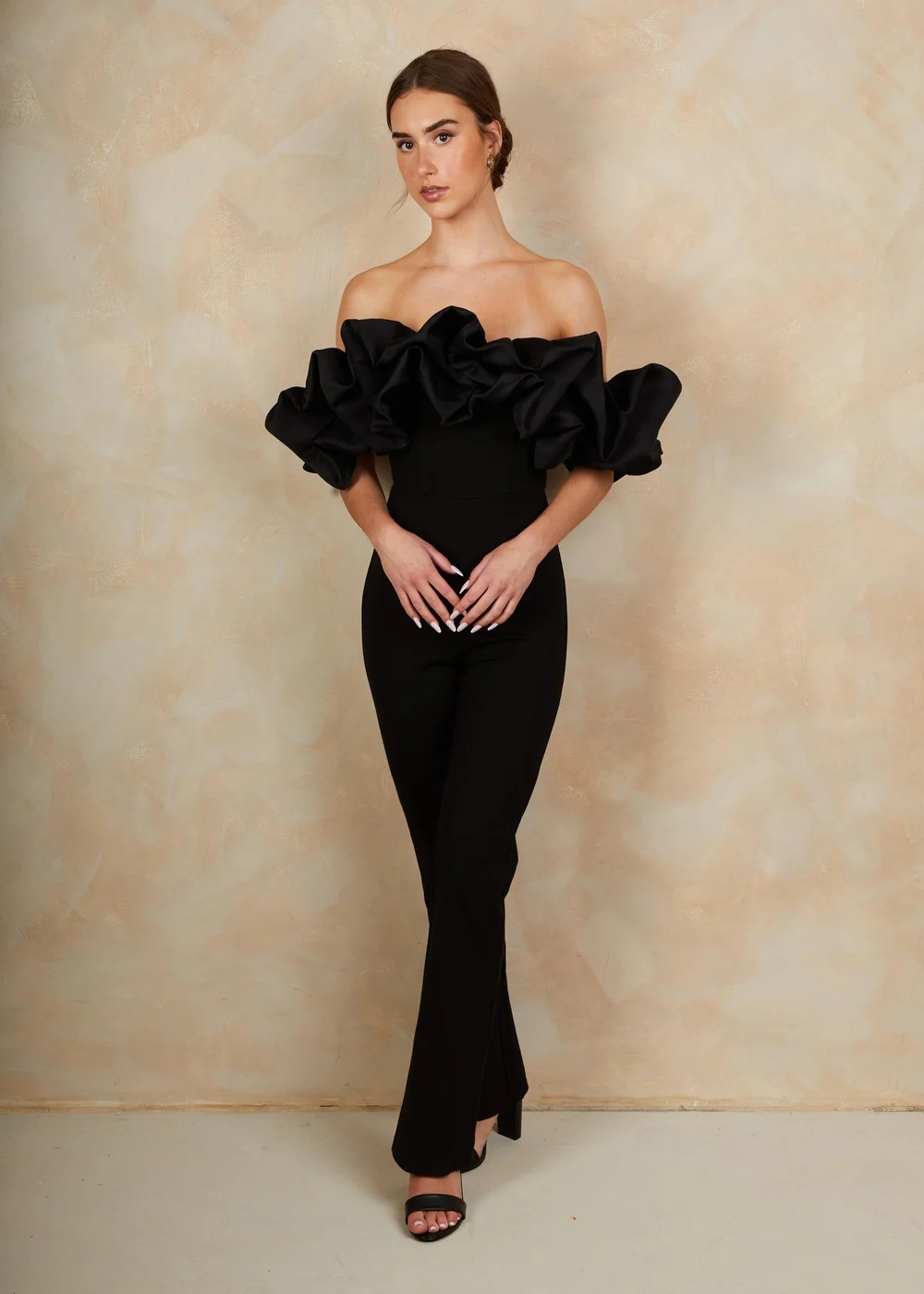 Chi Chi London Black Ruffle Bardot Jumpsuit - 6 Image 1
