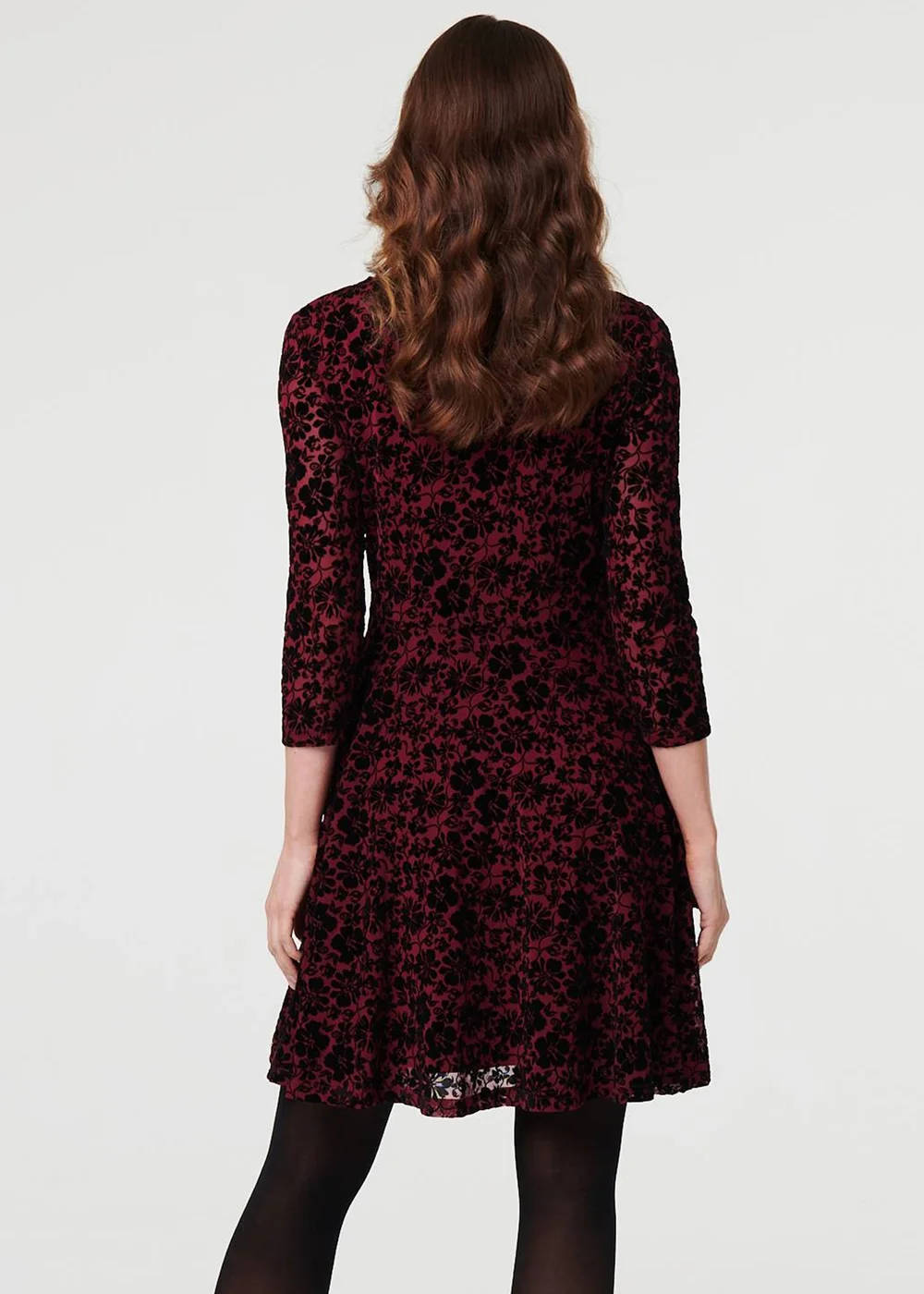Izabel London Red Floral Zip V-Neck Short Skater Dress - 16 Image 2