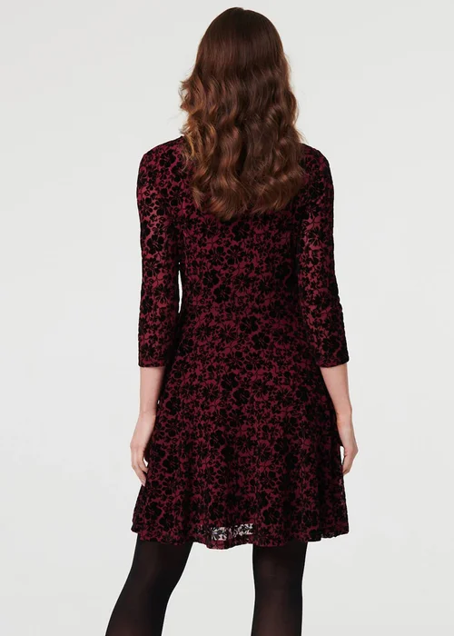 Izabel London Red Floral Zip V-Neck Short Skater Dress - 16 Image 2