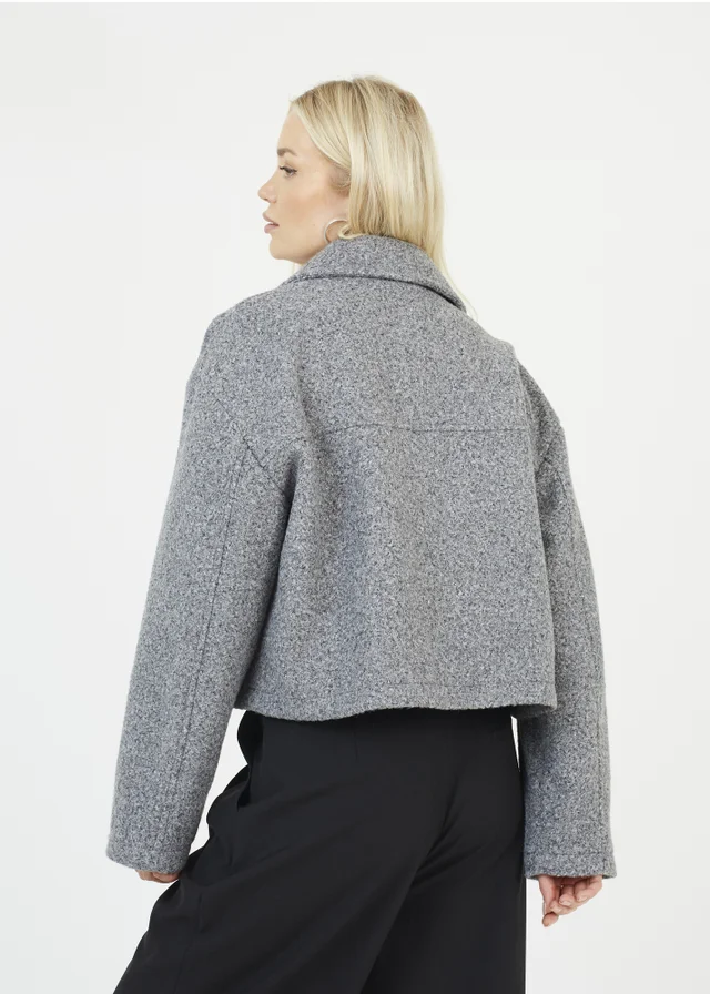 Brave Soul Grey Boucle Faux Wool Jacket