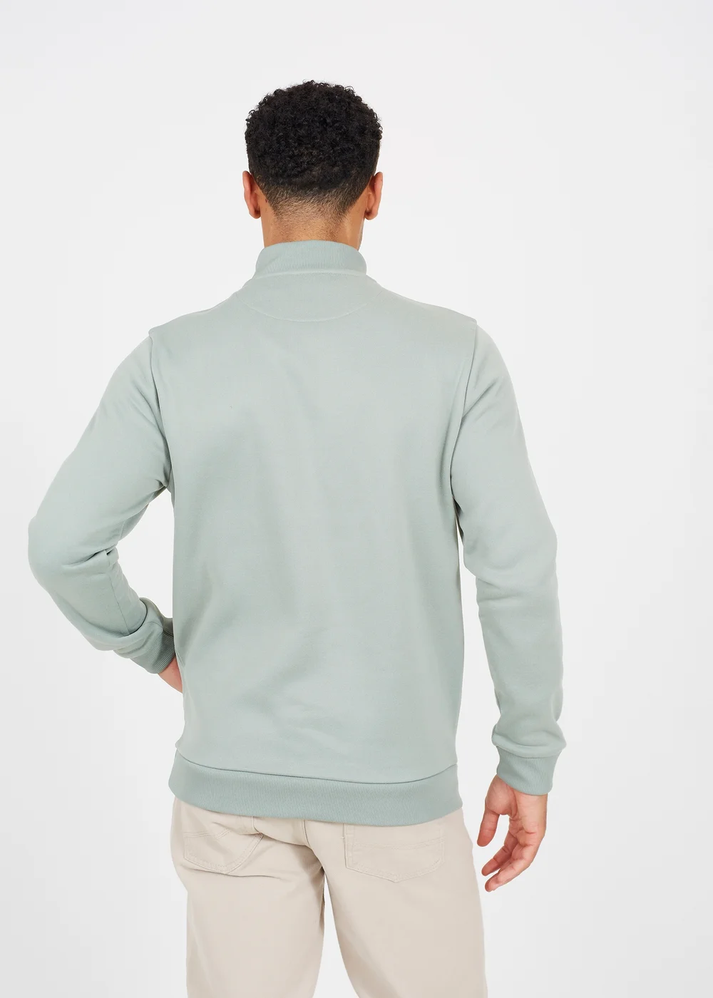Brave Soul Green Funnel Neck 1/4 Zip Sweatshirt - 2XL Image 2