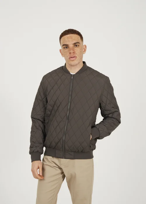 Brave Soul Brown Diamond Quilted Bomber Jacket - M Image 1