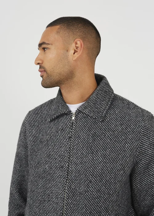 Brave Soul Grey Wool-Look Harrington Jacket - S Image 3