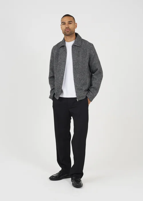 Brave Soul Grey Wool-Look Harrington Jacket - S Image 4