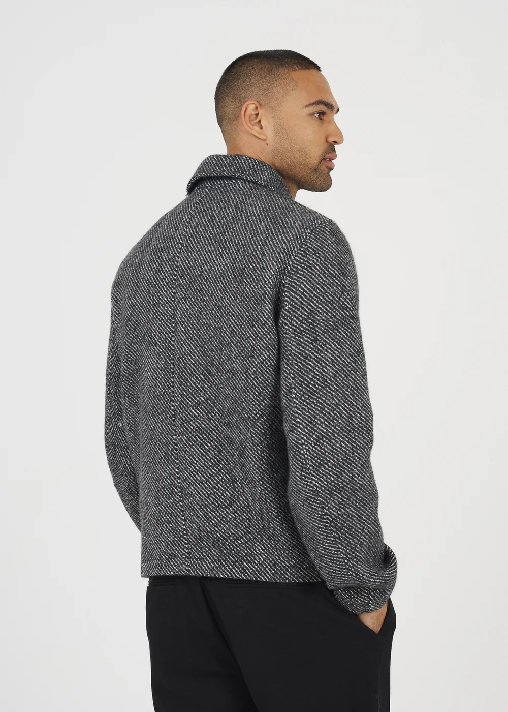 Brave Soul Grey Wool-Look Harrington Jacket - S Image 2