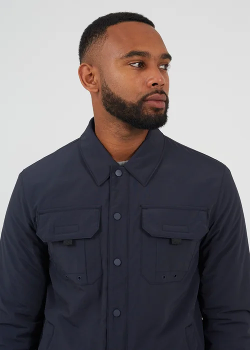 Brave Soul Navy Borg Lined Zip-Up Shacket - 2XL Image 3