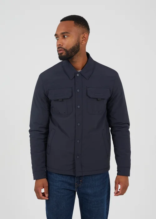 Brave Soul Navy Borg Lined Zip-Up Shacket - 2XL Image 1