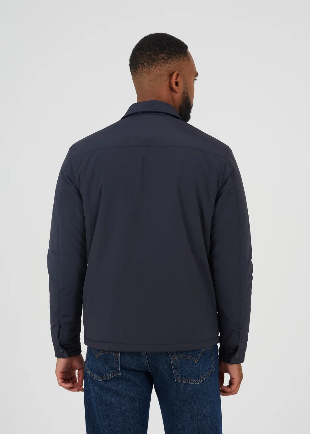 Brave Soul Navy Borg Lined Zip-Up Shacket - 2XL Image 2