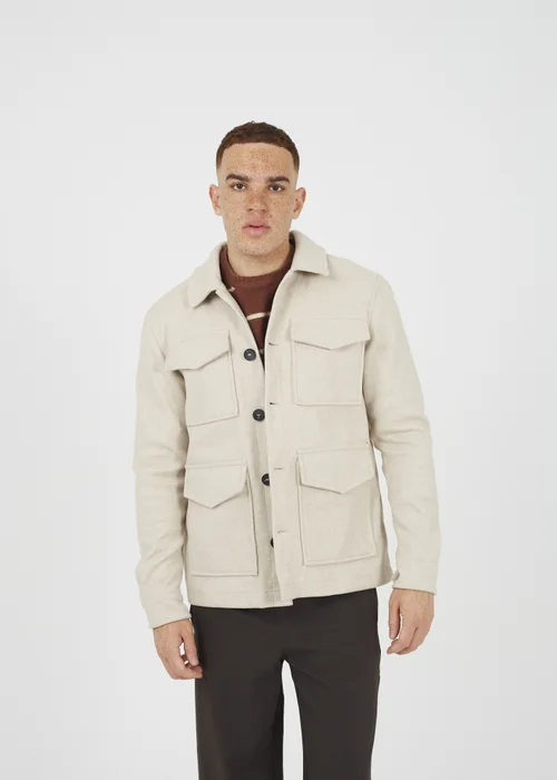 Brave Soul Stone Wool-Look Four Pocket Shacket - M Image 1