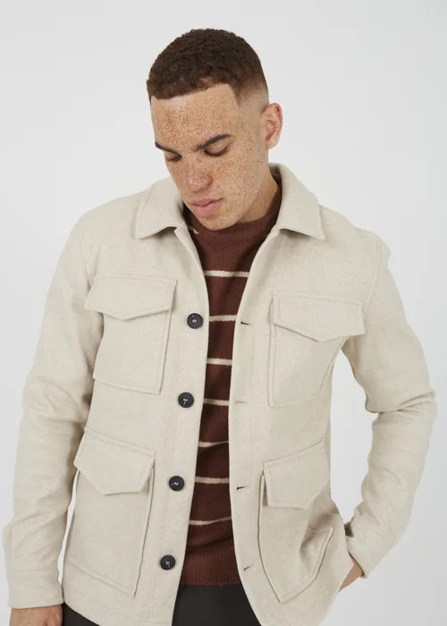 Brave Soul Stone Wool-Look Four Pocket Shacket - M Image 3