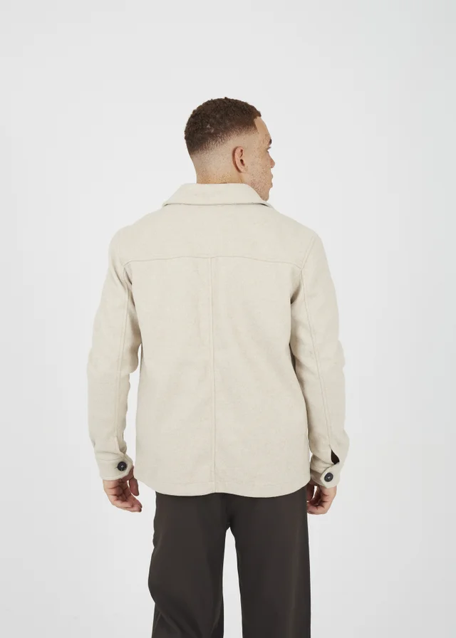 Brave Soul Stone Wool-Look Four Pocket Shacket