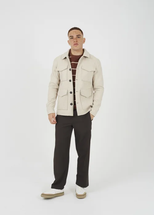 Brave Soul Stone Wool-Look Four Pocket Shacket - M Image 4