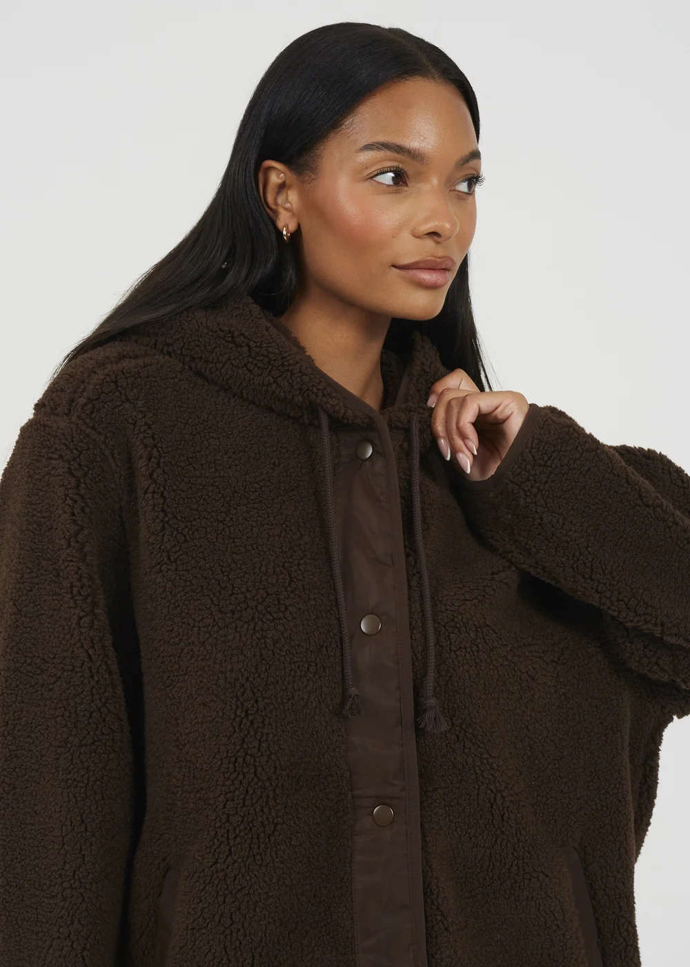 Brave Soul Chocolate Hooded Fleece Jacket - XS Image 3