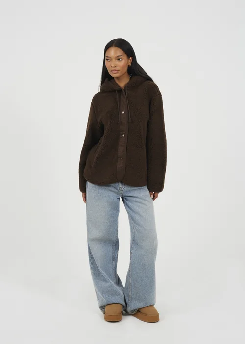 Brave Soul Chocolate Hooded Fleece Jacket - XS Image 4
