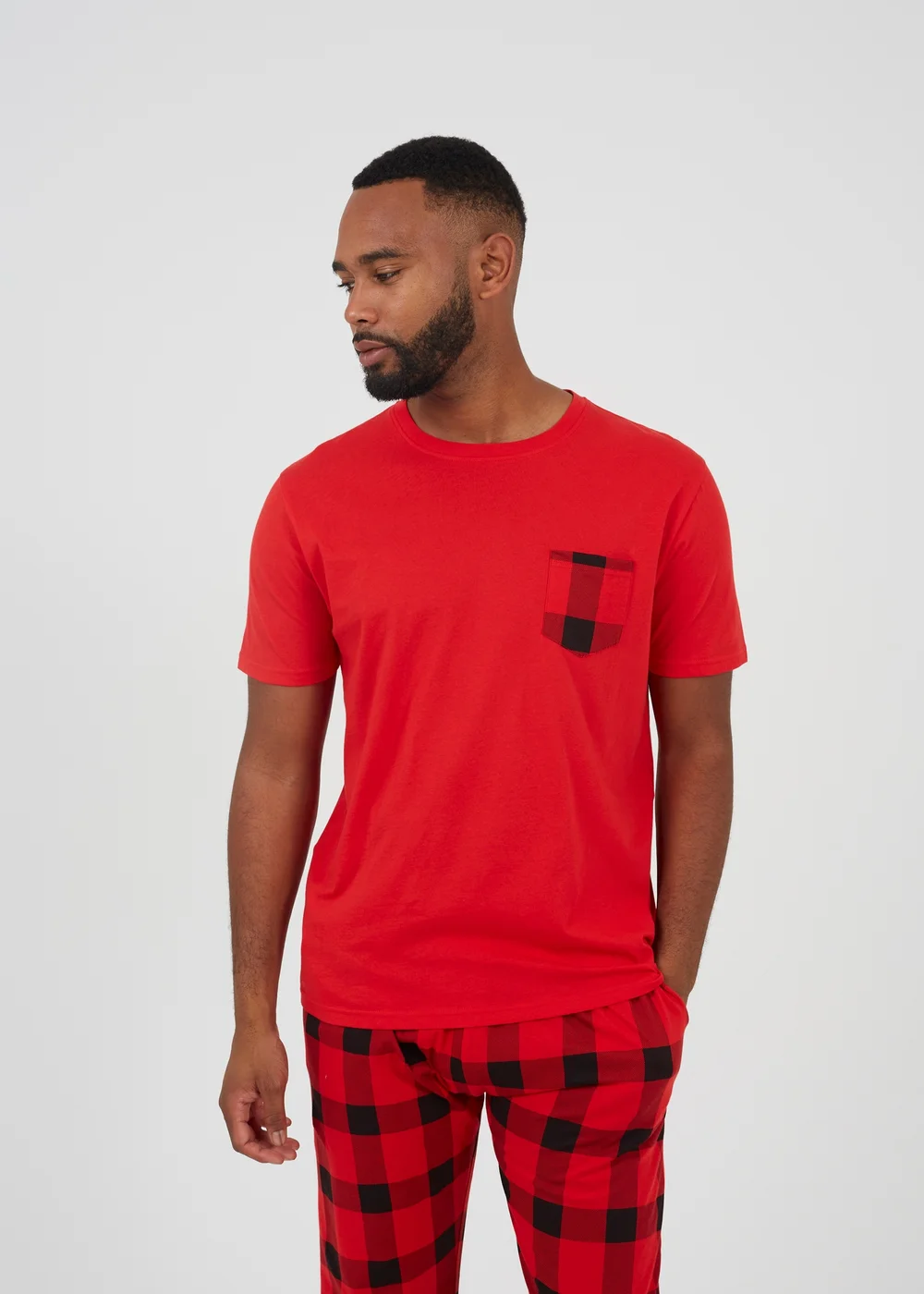 Brave Soul Red Check Print Christmas Loungewear Set - Extra Large Image 3