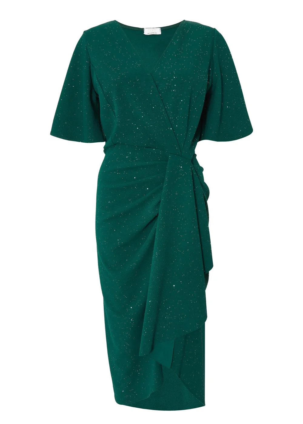 Quiz Green Glitter Ruched Midi Dress - 18 | Matalan Quiz Green Glitter Ruched Midi Dress - 18 | Matalan